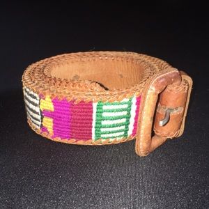 Handmade Guatemalan Woven Cotton & Leather Belt